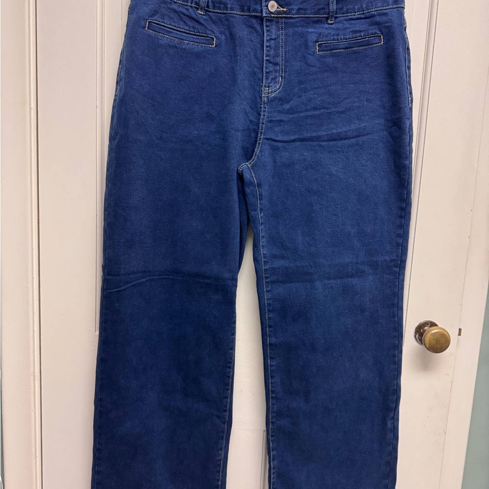 Sidefeel Women's Jeans High Waisted Stretchy, Wide Leg, Size 18, Navy Blue - Picture 6 of 8